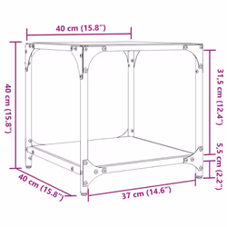 vidaXL Coffee Tables with Black Glass Top End Table Side Table 2 pcs Steel - black, 40 x 40 x 40 cm/ 2 pcs