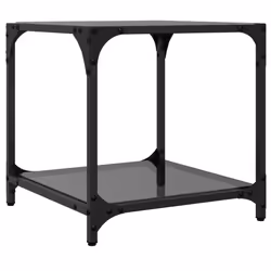 vidaXL Coffee Tables with Black Glass Top End Table Side Table 2 pcs Steel - black, 40 x 40 x 40 cm/ 2 pcs - Additional view 5