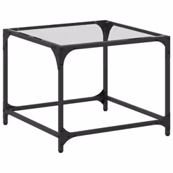 vidaXL Coffee Table with Transparent Glass Top Accent Table Side Table Steel - transparent, 50 x 50 x 40 cm/ 1 pcs