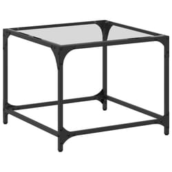 vidaXL Coffee Table with Transparent Glass Top Accent Table Side Table Steel - transparent, 50 x 50 x 40 cm/ 1 pcs