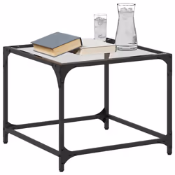 vidaXL Coffee Table with Transparent Glass Top Accent Table Side Table Steel - transparent, 50 x 50 x 40 cm/ 1 pcs