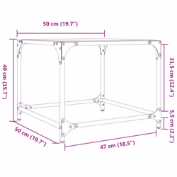 vidaXL Coffee Table with Transparent Glass Top Accent Table Side Table Steel - transparent, 50 x 50 x 40 cm/ 1 pcs