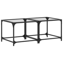 vidaXL Coffee Table with Transparent Glass Top Accent Table Side Table Steel - transparent, 50 x 50 x 40 cm/ 2 pcs