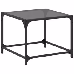 vidaXL Coffee Table with Transparent Glass Top Accent Table Side Table Steel - black, 50 x 50 x 40 cm/ 1 pcs