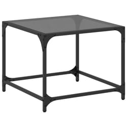 vidaXL Coffee Table with Transparent Glass Top Accent Table Side Table Steel - black, 50 x 50 x 40 cm/ 1 pcs
