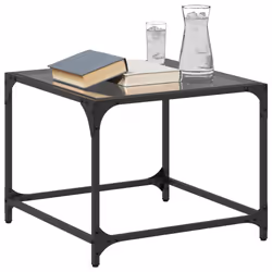 vidaXL Coffee Table with Transparent Glass Top Accent Table Side Table Steel - black, 50 x 50 x 40 cm/ 1 pcs