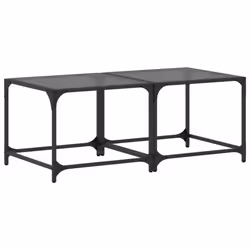 vidaXL Coffee Table with Transparent Glass Top Accent Table Side Table Steel - black, 50 x 50 x 40 cm/ 2 pcs