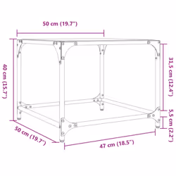 vidaXL Coffee Table with Transparent Glass Top Accent Table Side Table Steel - black, 50 x 50 x 40 cm/ 2 pcs