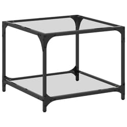 vidaXL Coffee Tables with Black Glass Top End Table Side Table 2 pcs Steel - transparent, 50 x 50 x 40 cm/ 1 pcs