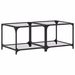 vidaXL Coffee Tables with Black Glass Top End Table Side Table 2 pcs Steel - transparent, 50 x 50 x 40 cm/ 2 pcs