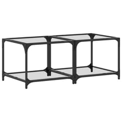 vidaXL Coffee Tables with Black Glass Top End Table Side Table 2 pcs Steel - transparent, 50 x 50 x 40 cm/ 2 pcs