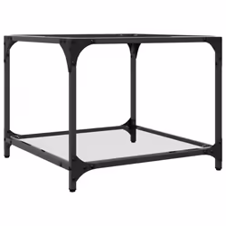 vidaXL Coffee Tables with Black Glass Top End Table Side Table 2 pcs Steel - transparent, 50 x 50 x 40 cm/ 2 pcs - Additional view 5