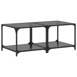 vidaXL Coffee Tables with Black Glass Top End Table Side Table 2 pcs Steel - black, 50 x 50 x 40 cm/ 2 pcs