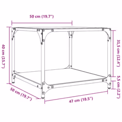 vidaXL Coffee Tables with Black Glass Top End Table Side Table 2 pcs Steel - black, 50 x 50 x 40 cm/ 2 pcs