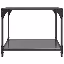 vidaXL Coffee Tables with Black Glass Top End Table Side Table 2 pcs Steel - black, 50 x 50 x 40 cm/ 2 pcs - Additional view 4