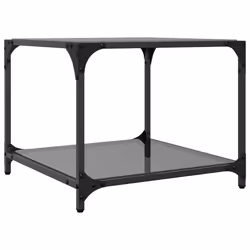 vidaXL Coffee Tables with Black Glass Top End Table Side Table 2 pcs Steel - black, 50 x 50 x 40 cm/ 2 pcs - Additional view 5