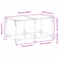 vidaXL Coffee Table with Transparent Glass Top End Table Side Table Steel - transparent, 78.5 x 40 x 40 cm