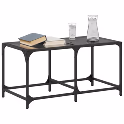 vidaXL Coffee Table with Transparent Glass Top End Table Side Table Steel - black, 78.5 x 40 x 40 cm - Additional view 2