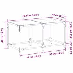 vidaXL Coffee Table with Transparent Glass Top End Table Side Table Steel - black, 78.5 x 40 x 40 cm - Additional view 8