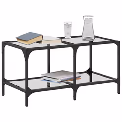 vidaXL Coffee Table with Transparent Glass Top End Table Side Table Steel - transparent, 78.5 x 40 x 40 cm