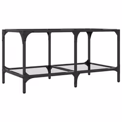 vidaXL Coffee Table with Transparent Glass Top End Table Side Table Steel - transparent, 78.5 x 40 x 40 cm - Additional view 5