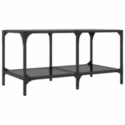 vidaXL Coffee Table with Transparent Glass Top End Table Side Table Steel - black, 78.5 x 40 x 40 cm - Additional view 5