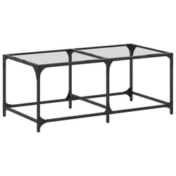 vidaXL Coffee Table with Transparent Glass Top End Table Side Table Steel - transparent, 98.5 x 50 x 40 cm