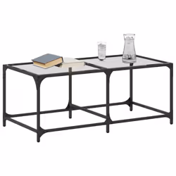 vidaXL Coffee Table with Transparent Glass Top End Table Side Table Steel - transparent, 98.5 x 50 x 40 cm