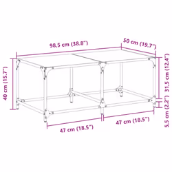 vidaXL Coffee Table with Transparent Glass Top End Table Side Table Steel - transparent, 98.5 x 50 x 40 cm