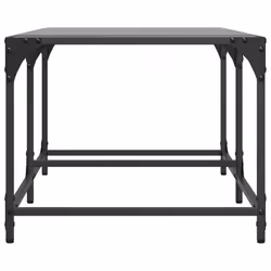 vidaXL Coffee Table with Transparent Glass Top End Table Side Table Steel - black, 98.5 x 50 x 40 cm - Additional view 4