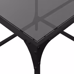 vidaXL Coffee Table with Transparent Glass Top End Table Side Table Steel - black, 98.5 x 50 x 40 cm - Additional view 6