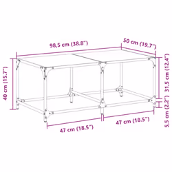 vidaXL Coffee Table with Transparent Glass Top End Table Side Table Steel - black, 98.5 x 50 x 40 cm - Additional view 8