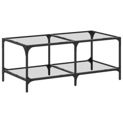 vidaXL Coffee Table with Transparent Glass Top End Table Side Table Steel - transparent, 98.5 x 50 x 40 cm