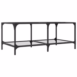 vidaXL Coffee Table with Transparent Glass Top End Table Side Table Steel - transparent, 98.5 x 50 x 40 cm - Additional view 5
