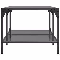 vidaXL Coffee Table with Transparent Glass Top End Table Side Table Steel - black, 98.5 x 50 x 40 cm - Additional view 4
