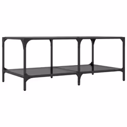 vidaXL Coffee Table with Transparent Glass Top End Table Side Table Steel - black, 98.5 x 50 x 40 cm - Additional view 5