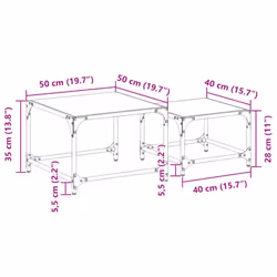 vidaXL Nesting Coffee Tables 2 pcs with Transparent Glass Top Table Steel - black