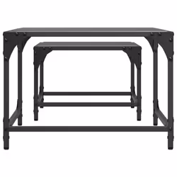 vidaXL Nesting Coffee Tables 2 pcs with Transparent Glass Top Table Steel - black - Additional view 4