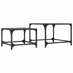 vidaXL Nesting Coffee Tables 2 pcs with Transparent Glass Top Table Steel - black - Additional view 5