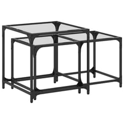 vidaXL Nesting Coffee Tables 2 pcs with Transparent Glass Top Table Steel - transparent