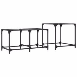 vidaXL Nesting Coffee Tables 2 pcs with Transparent Glass Top Table Steel - transparent - Additional view 5