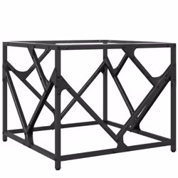 vidaXL Coffee Table with Transparent Glass Top End Table Side Table Steel - transparent, 50 x 50 x 41 cm - Additional view 5