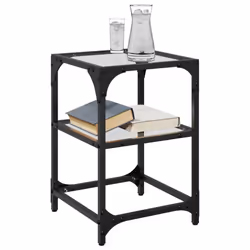 vidaXL Coffee Tables with Transparent Glass Top Side Table End Table Steel - transparent, 30 x 30 x 45 cm/ 1 pcs - Additional view 2