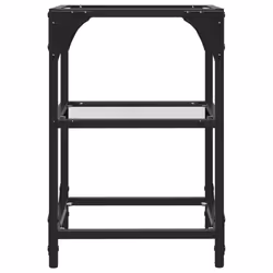 vidaXL Coffee Tables with Transparent Glass Top Side Table End Table Steel - transparent, 30 x 30 x 45 cm/ 1 pcs - Additional view 4