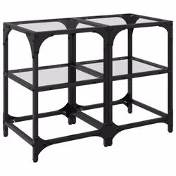 vidaXL Coffee Tables with Transparent Glass Top Side Table End Table Steel - transparent, 30 x 30 x 45 cm/ 2 pcs