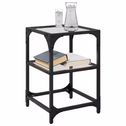 vidaXL Coffee Tables with Transparent Glass Top Side Table End Table Steel - transparent, 30 x 30 x 45 cm/ 2 pcs