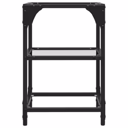 vidaXL Coffee Tables with Transparent Glass Top Side Table End Table Steel - transparent, 30 x 30 x 45 cm/ 2 pcs - Additional view 4