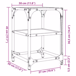 vidaXL Coffee Tables with Transparent Glass Top Side Table End Table Steel - transparent, 30 x 30 x 45 cm/ 2 pcs - Additional view 8