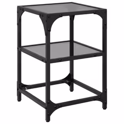 vidaXL Coffee Tables with Transparent Glass Top Side Table End Table Steel - black, 30 x 30 x 45 cm/ 1 pcs