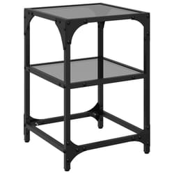 vidaXL Coffee Tables with Transparent Glass Top Side Table End Table Steel - black, 30 x 30 x 45 cm/ 1 pcs
